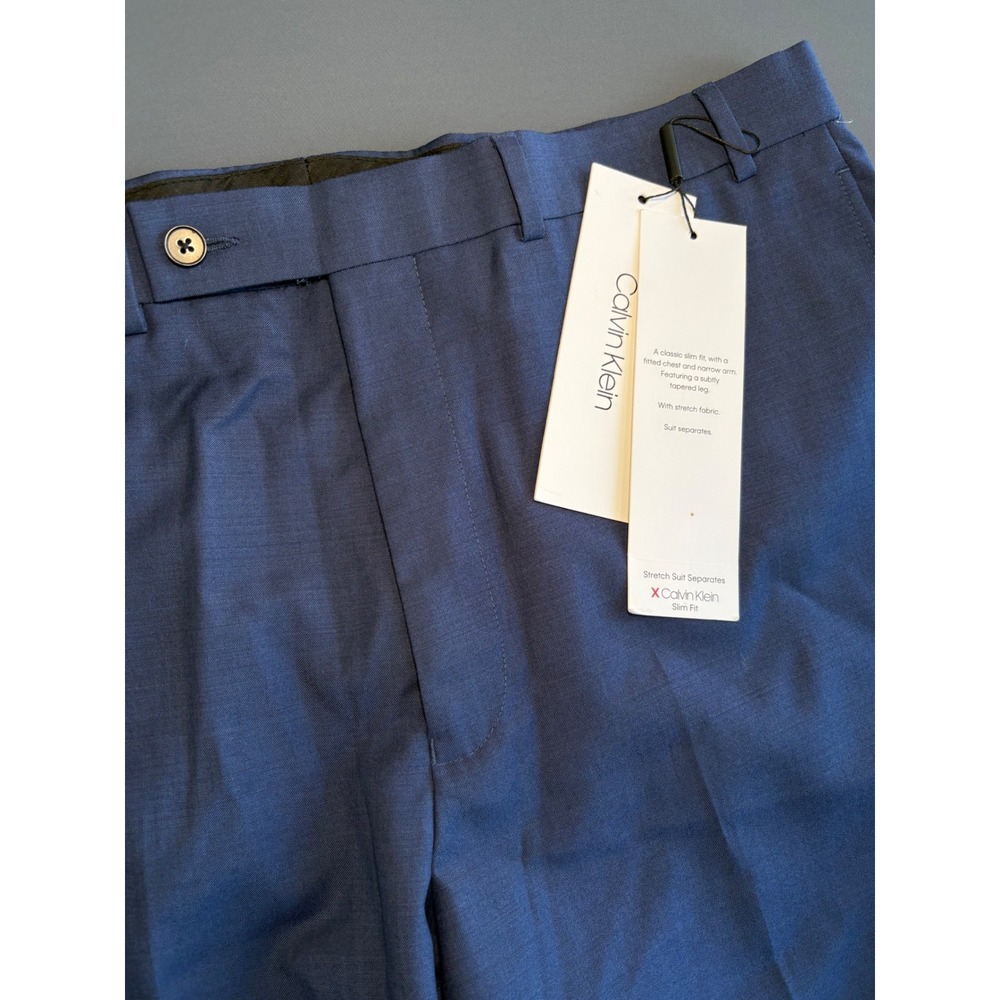 New Calvin Klein Men's Blue Fit Dress Pants 100% Wool Suit Separates‎ 36x34